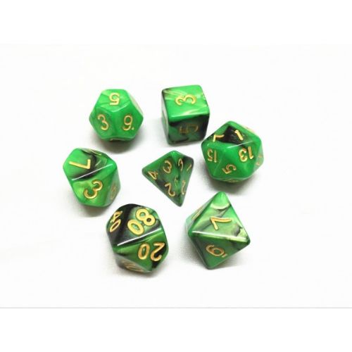 Green and Black Blend Roleplaying Dice Set ideal for DND